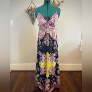 eci New York silky purple paisley maxi Dress